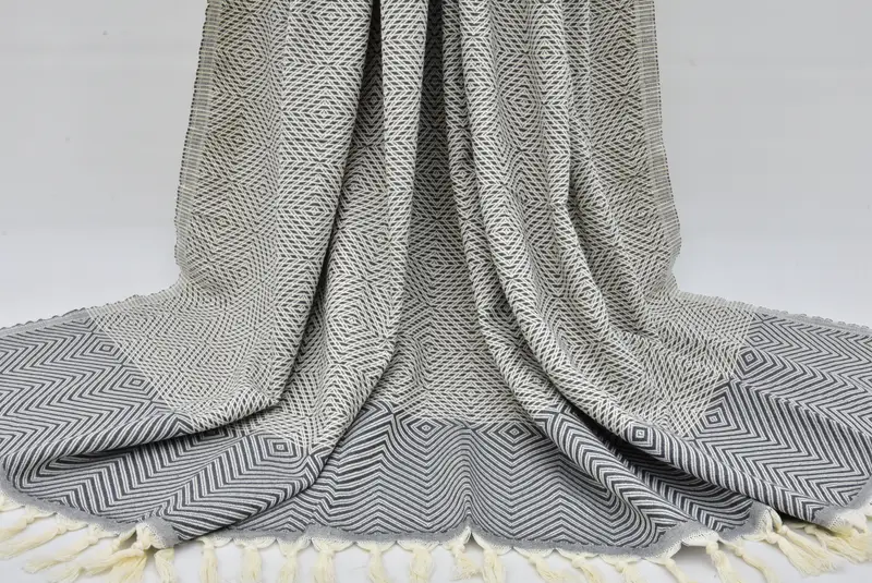 Turkish Bedcover, Beach Wedding Favor, 92x80 Cotton Diamond Towel, Woven Throw Blanket, Customized Throw Blankets, Throw Blanket, Monogram Blanket - 4