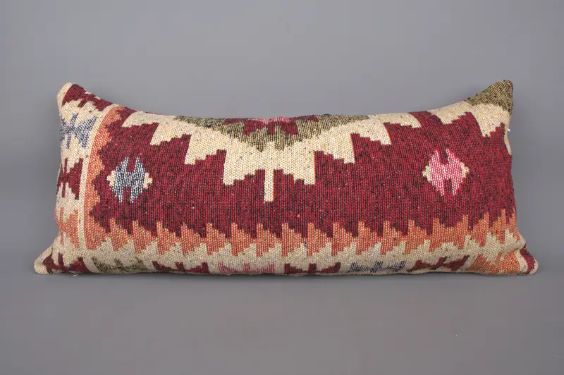 Antique Pillows, Vintage Pillow, Personalized Gift Pillow Cushion, Boho Pillow, 16x36 Red Cushion, Rustic Pillow Cover, Pillow Case - 4