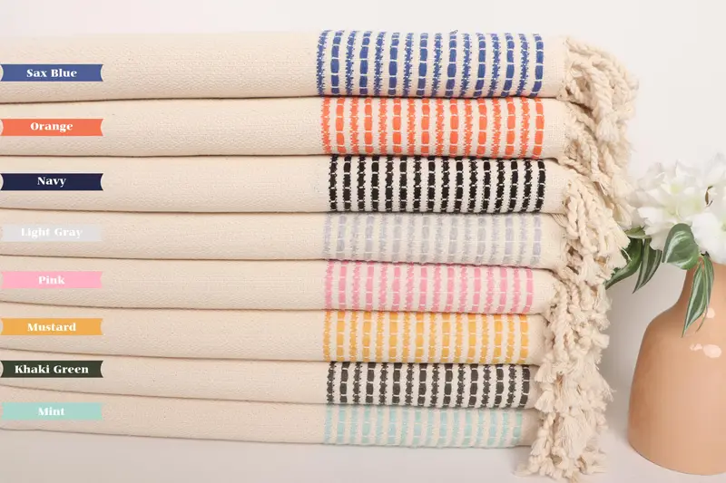 Cotton towel, Bachelorette Party Gifts Bridesmaids, Large Beach Towel Personalized, 70x36 Cotton Striped Towel, Beach towel, Christmas Gift - 1