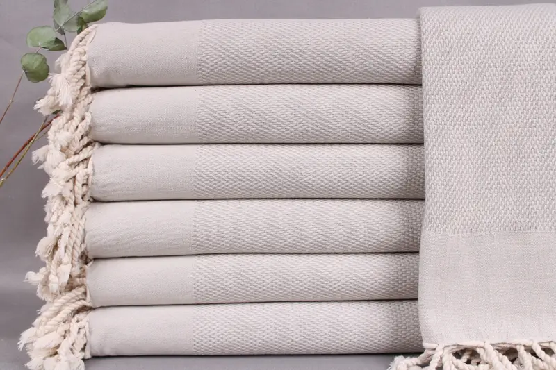 Monogrammed Beach Towel Turkish Cotton Light Gray Geometric, 40x71 Inches