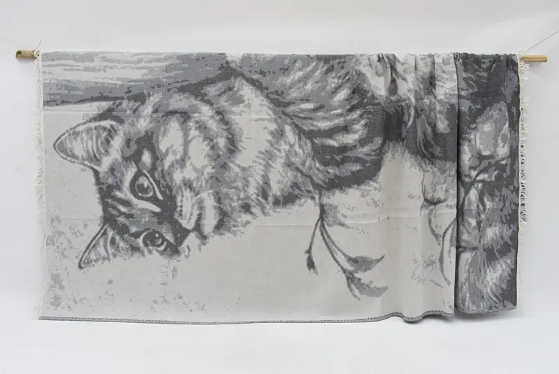 Bachelorette Gifts, Customized Turkish Black Cat Design Blanket, 87x63 Inches