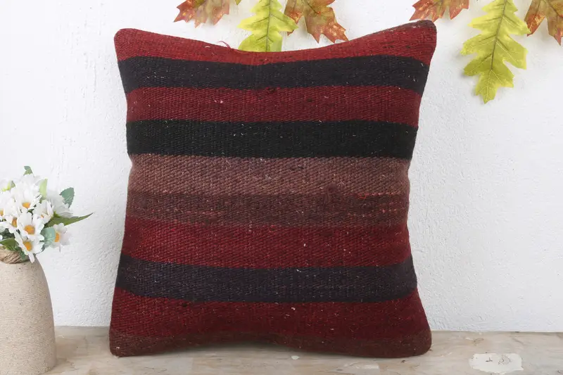 16x16 Red Pillow Sham, Wholesale Pillow Cover, Boho Pillow, Turkish Pillow, Gift Pillow, Cushion Cover, Bolster Pillow Case - 2