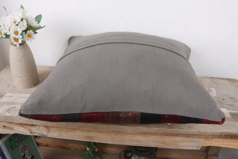 16x16 Red Pillow Sham, Wholesale Pillow Cover, Boho Pillow, Turkish Pillow, Gift Pillow, Cushion Cover, Bolster Pillow Case - 7