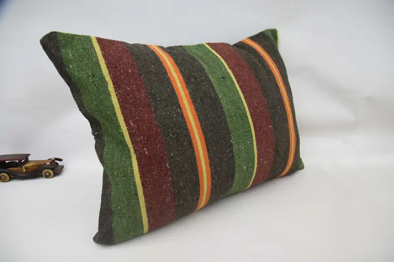 Cushion, Kilim Pillow Cover, Muted Cushion, Kilim Pillow, Boho Pillow, 20x28 Green Cushion Case, Decorative Bolster Cushion Case, Couch Pillow Case - 3