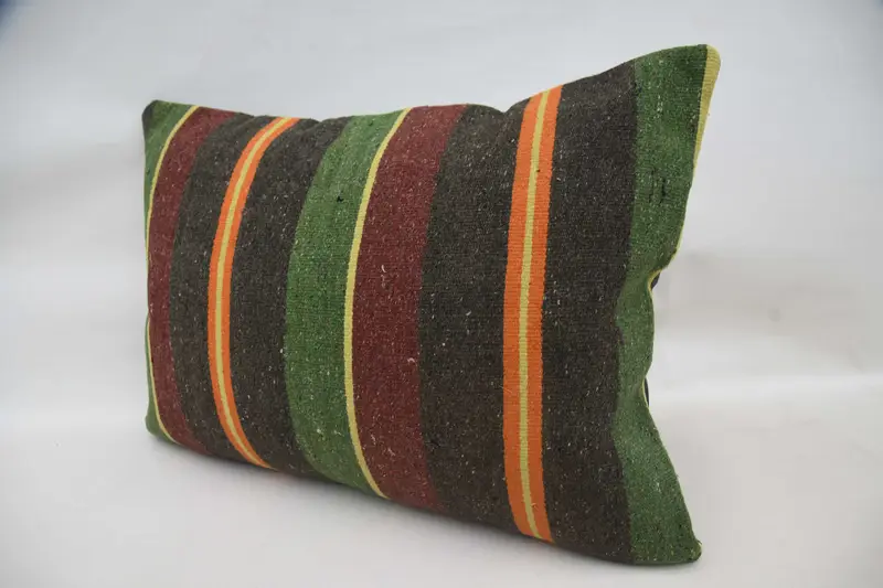 Cushion, Kilim Pillow Cover, Muted Cushion, Kilim Pillow, Boho Pillow, 20x28 Green Cushion Case, Decorative Bolster Cushion Case, Couch Pillow Case - 5