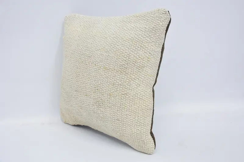 Kilim Cushion Sham, Boho Pillow, Turkish Pillow, 12x12 White Pillow Sham, Pillow, Turkish Corner Cushion, Crochet Pattern Pillow Cover - 4