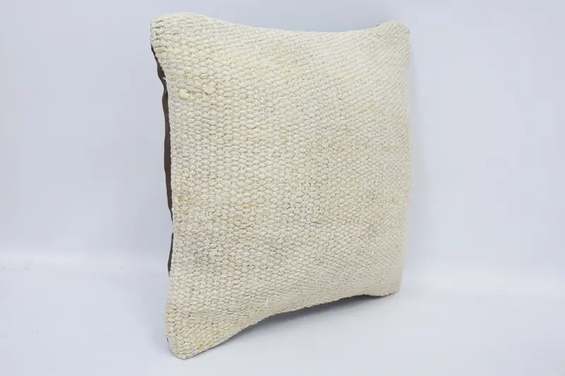 Kilim Cushion Sham, Boho Pillow, Turkish Pillow, 12x12 White Pillow Sham, Pillow, Turkish Corner Cushion, Crochet Pattern Pillow Cover - 3