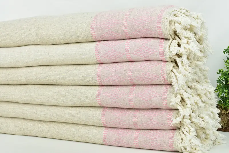 Wedding Favors, Decorative Blanket, 100x88 Linen Kilim Design Towel, Turkish Bedcover, Spa Gift, Large Beach Towel Personalized, Housewarming Gift - 3