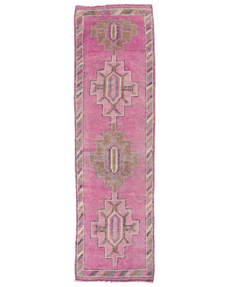 Zarif Pembe İran Halısı, 3x10,3 ft Şık Dekor