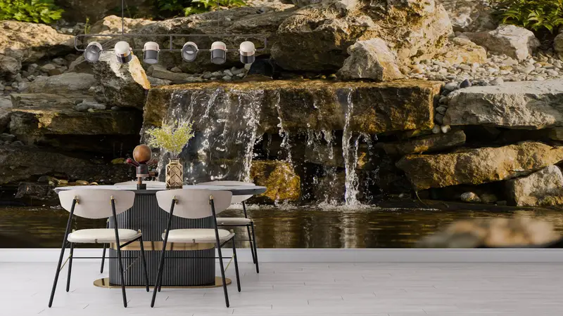 Bedruckte Wasserfall-Landschaftstapete: Gelassenheit in der Umarmung der Natur