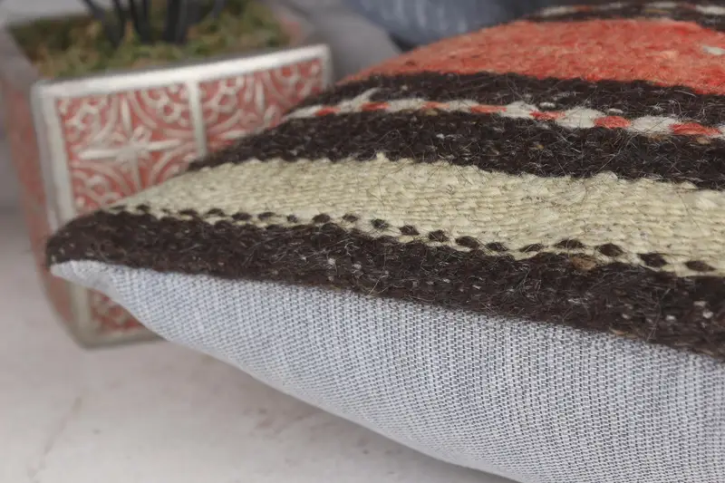 Kilim Cushion Sham, Cushion, 12x12 Brown Pillow, Interior Designer Pillow, Decorative Bolster Pillow Case, Outdoor Throw Cushion Cover, Gift Pillow - 7