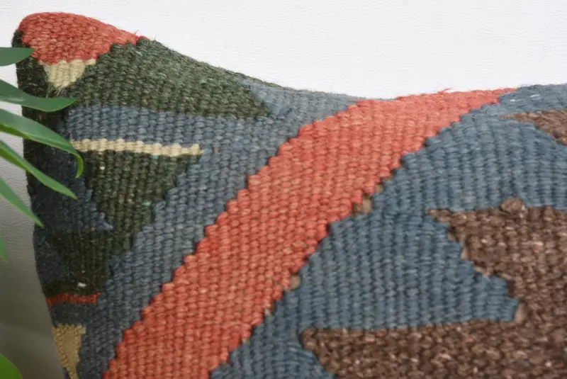 Boho Pillow, Handwoven Pillow Cover Pillow Sham, Colorful Pillow, 12x12 Blue Cushion, Cushion Cover, Pillow for Couch, Kilim Pillow - 2