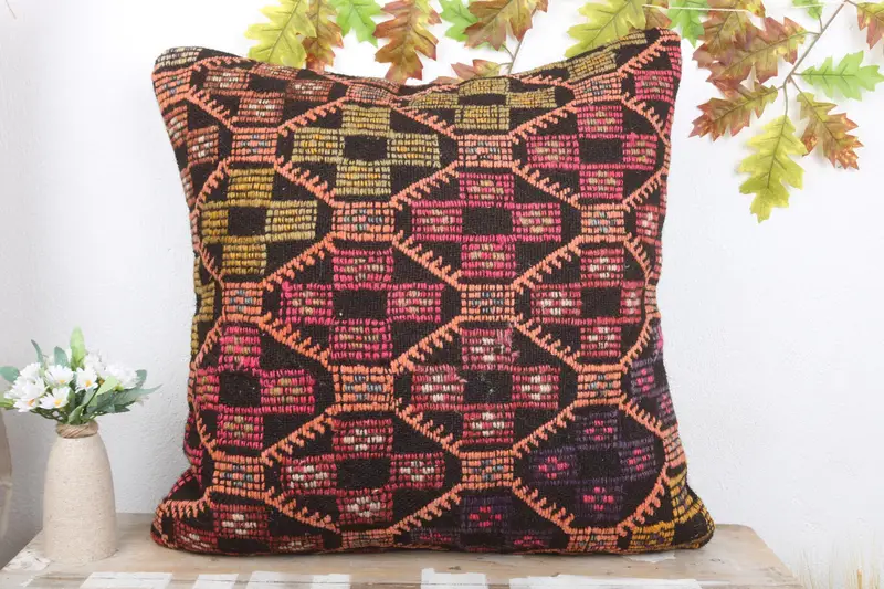24x24 Yellow Cushion Cover, Car Pillow Cover, Pillow for Sofa, Pillow Sham, Home Decor Pillow, Throw Kilim Pillow, Pattern Throw Pillow Case - 2