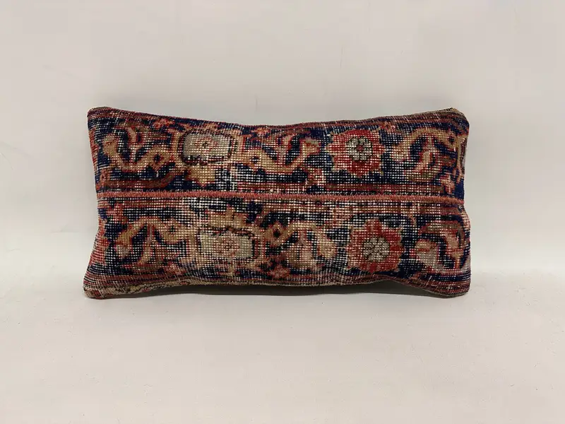 12x24 Blue Cushion, Pillow Cover, Patio Pillow Case, Handmade Rug Seat Pillow, Turkish Pillow, Pillow for Couch, Turkish Kilim Pillow - 1