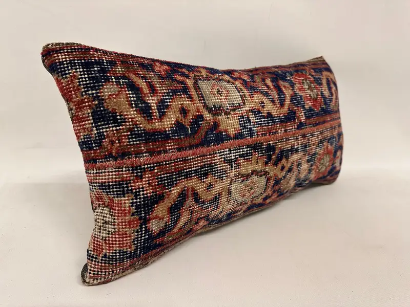 12x24 Blue Cushion, Pillow Cover, Patio Pillow Case, Handmade Rug Seat Pillow, Turkish Pillow, Pillow for Couch, Turkish Kilim Pillow - 4
