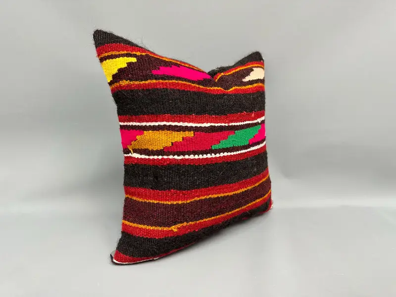 Farmhouse Pillow, Tribal Cushion Cover, Gift Pillow, 18x18 Brown Cushion Case, Boho Pillow, Pillow for Couch, Cushion, Ikat Pillow Sham - 2