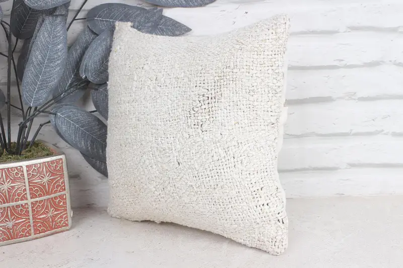 Turkish Pillow, Antique Pillows, Handmade Kilim Cushion, Cushion, 12x12 Beige Cushion Case, Hippie Throw Cushion Cover, Square Throw Cushion Case - 3