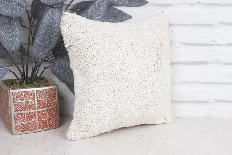 Turkish Pillow, Antique Pillows, Handmade Kilim Cushion, Cushion, 12x12 Beige Cushion Case, Hippie Throw Cushion Cover, Square Throw Cushion Case - 4