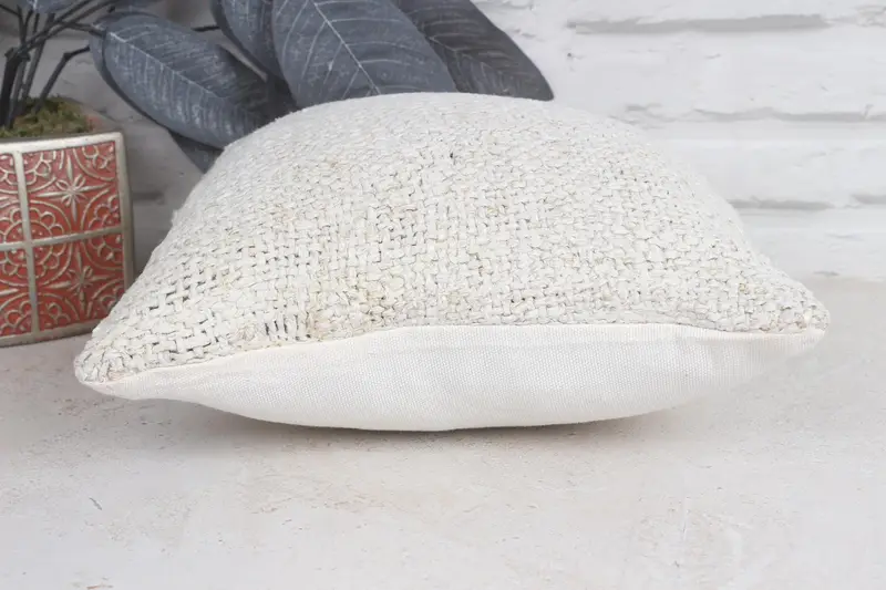 Turkish Pillow, Antique Pillows, Handmade Kilim Cushion, Cushion, 12x12 Beige Cushion Case, Hippie Throw Cushion Cover, Square Throw Cushion Case - 5