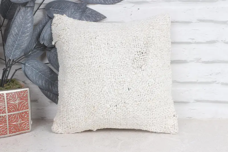 Turkish Pillow, Antique Pillows, Handmade Kilim Cushion, Cushion, 12x12 Beige Cushion Case, Hippie Throw Cushion Cover, Square Throw Cushion Case - 1