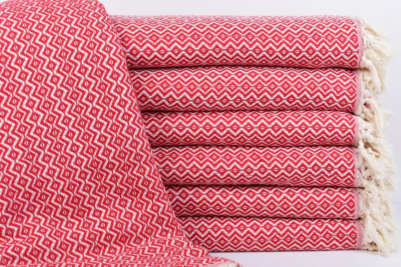 96x80 Cotton Diamond Towel, Turkish Tablecloth, Woven Throw Blanket, Wedding Favors, Bachelorette Party Favors, Family Gift, Girl Trip Party Favor - 1