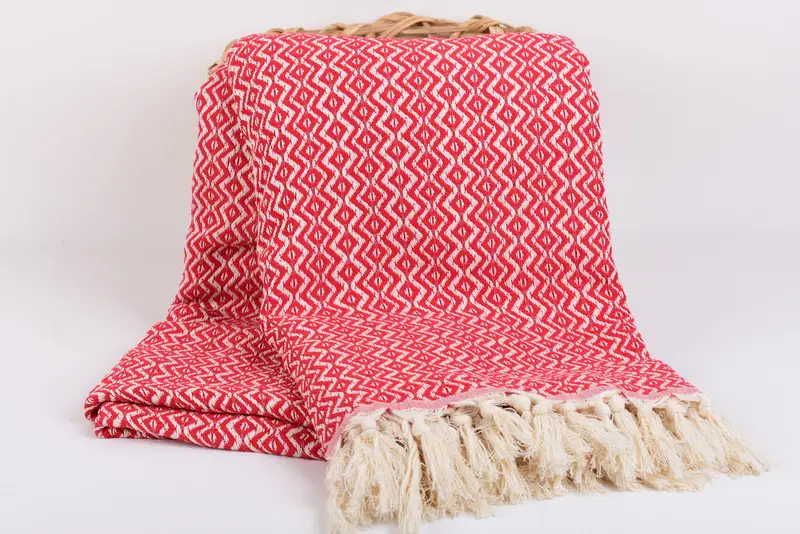 96x80 Cotton Diamond Towel, Turkish Tablecloth, Woven Throw Blanket, Wedding Favors, Bachelorette Party Favors, Family Gift, Girl Trip Party Favor - 5