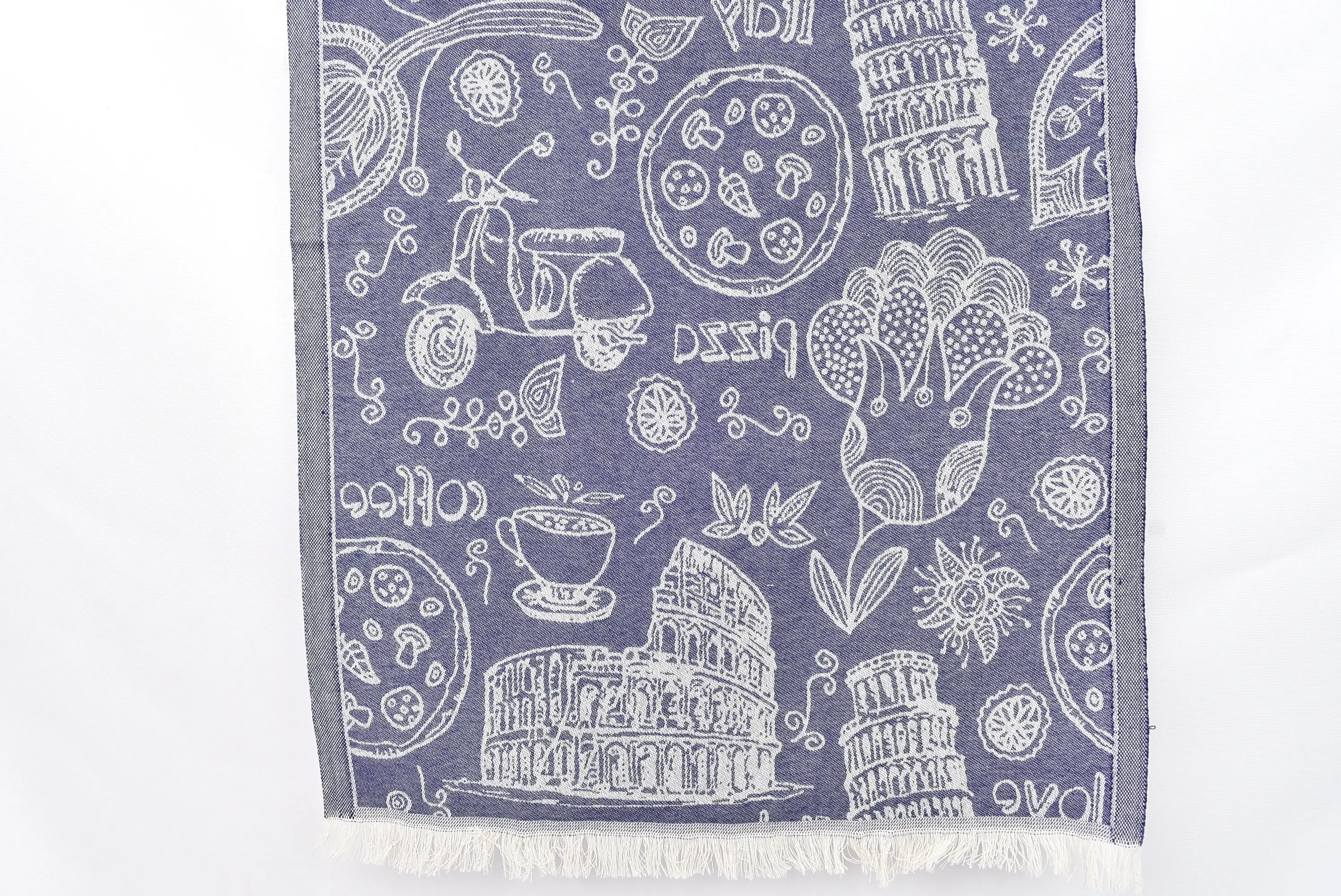 Personalized Dish Towel Navy Italian Symbols Patterned, 20x28 Inches - 1
