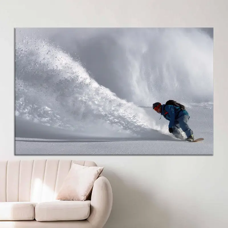 Snow-Kissed Winter Landscape Snowboard Canvas Print