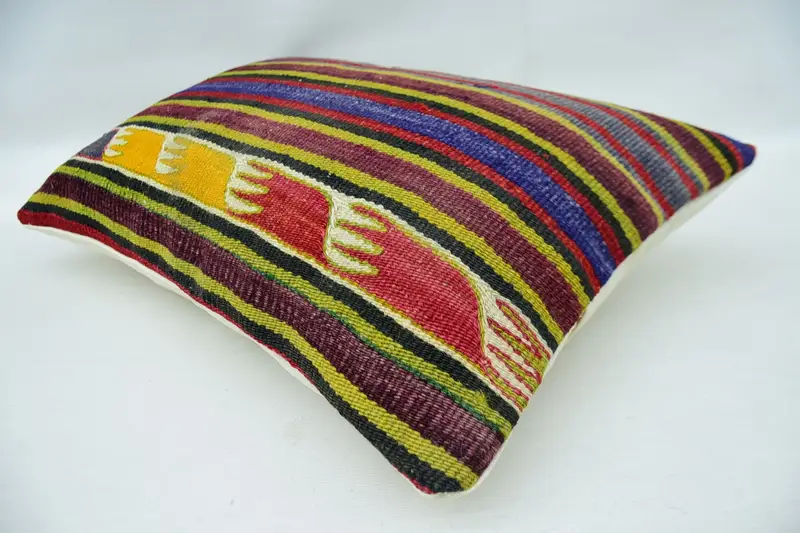 Ethnic Throw Cushion Case, Kilim Pillow Cover, 16x24 Green Pillow Case, Vintage Kilim Pillow, Cushion Cover, Sustainable Pillow Sham, Turkish Pillow - 6