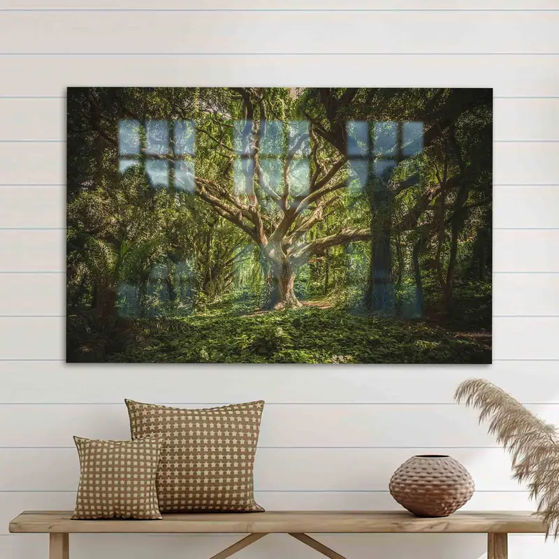 エレガントなプリントガラス：一口飲むごとに自然の森の景色が広がります