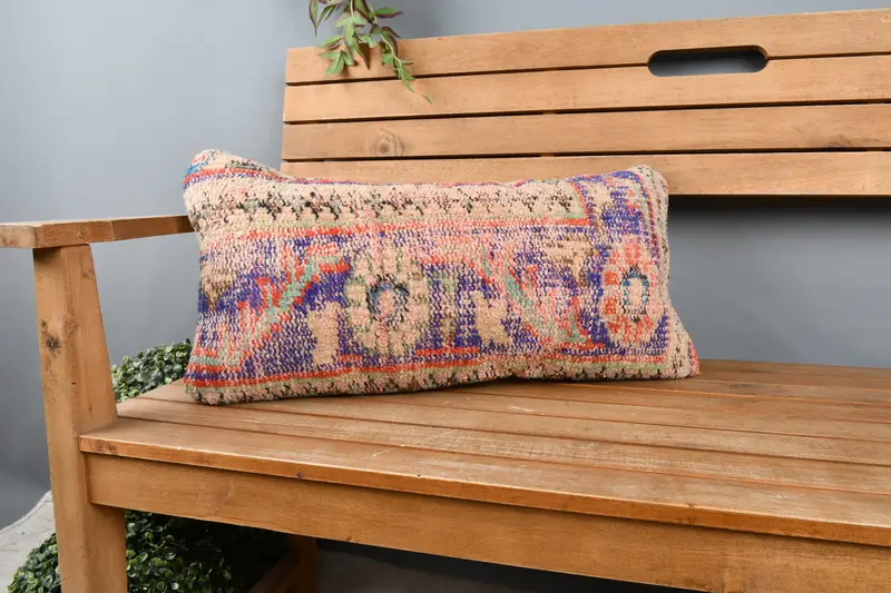 Pet Pillow Sham, Anatolian Cushion Case, Kilim Pillow, Handmade Kilim Cushion, Cushion Case, 12x24 Blue Cushion, Boho Pillow - 1