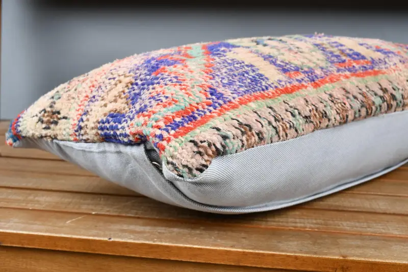 Pet Pillow Sham, Anatolian Cushion Case, Kilim Pillow, Handmade Kilim Cushion, Cushion Case, 12x24 Blue Cushion, Boho Pillow - 4