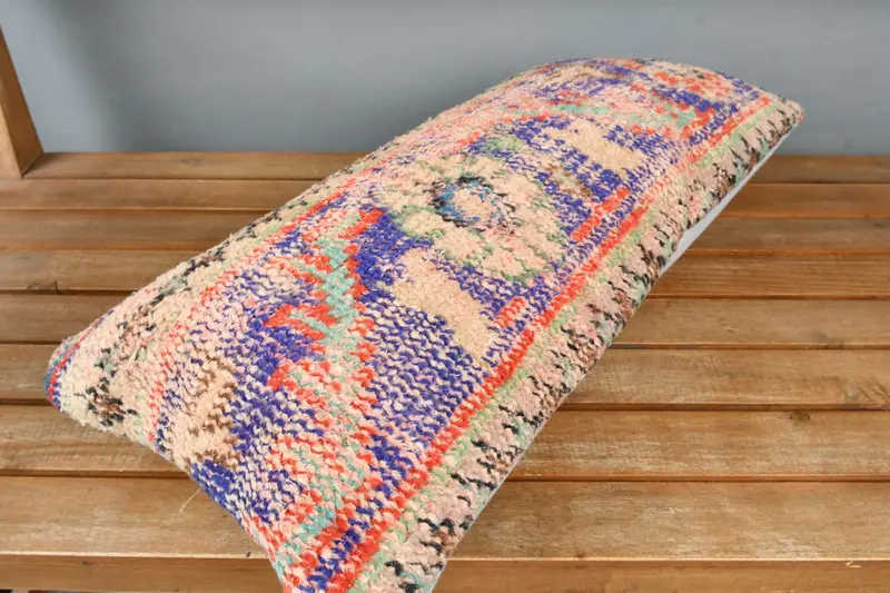 Pet Pillow Sham, Anatolian Cushion Case, Kilim Pillow, Handmade Kilim Cushion, Cushion Case, 12x24 Blue Cushion, Boho Pillow - 2