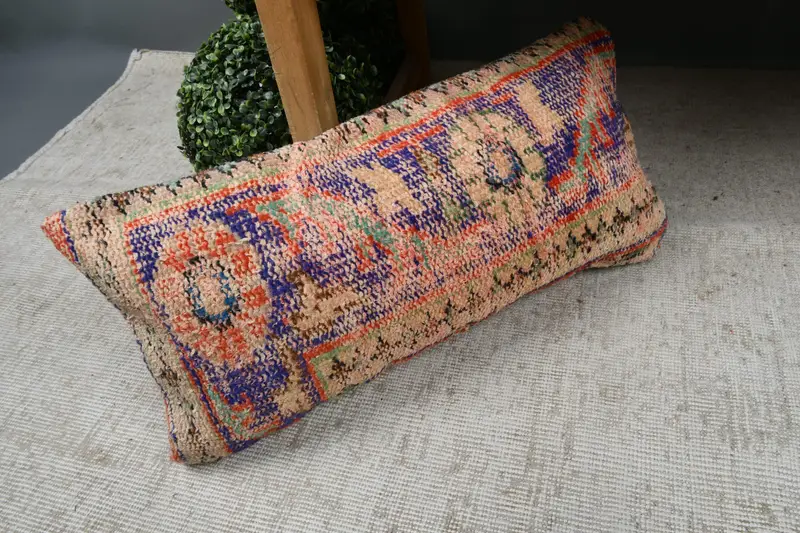 Pet Pillow Sham, Anatolian Cushion Case, Kilim Pillow, Handmade Kilim Cushion, Cushion Case, 12x24 Blue Cushion, Boho Pillow - 7