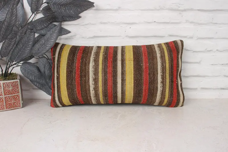 10x20 Red Pillow Case, Pillow Cover, Kilim Cushion Sham, Office Chair Cushion, Turkish Pillow, Cozy Throw Pillow Cover, Boho Pillow Sham Cover - 1