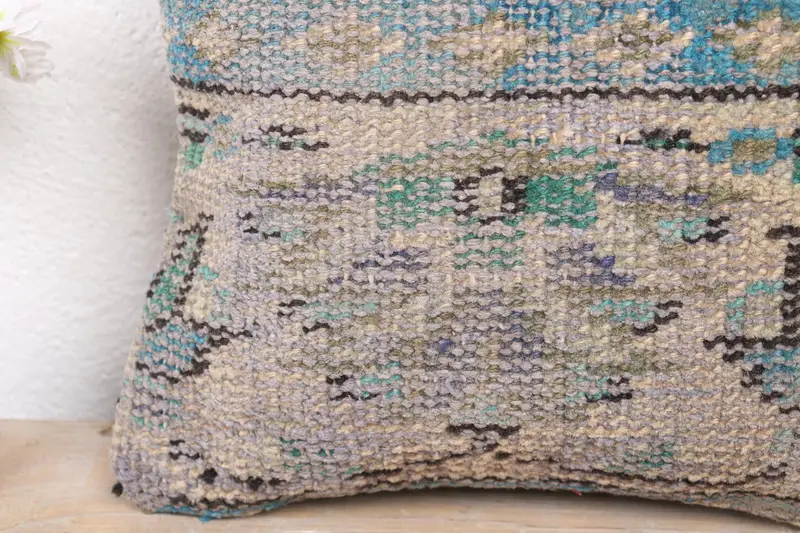 Boho Pillow, Throw Kilim Pillow, Pillow for Sofa, 12x12 Blue Pillow Sham, Neutral Throw Cushion Cover, Art Deco Cushion, Pillow Case - 3