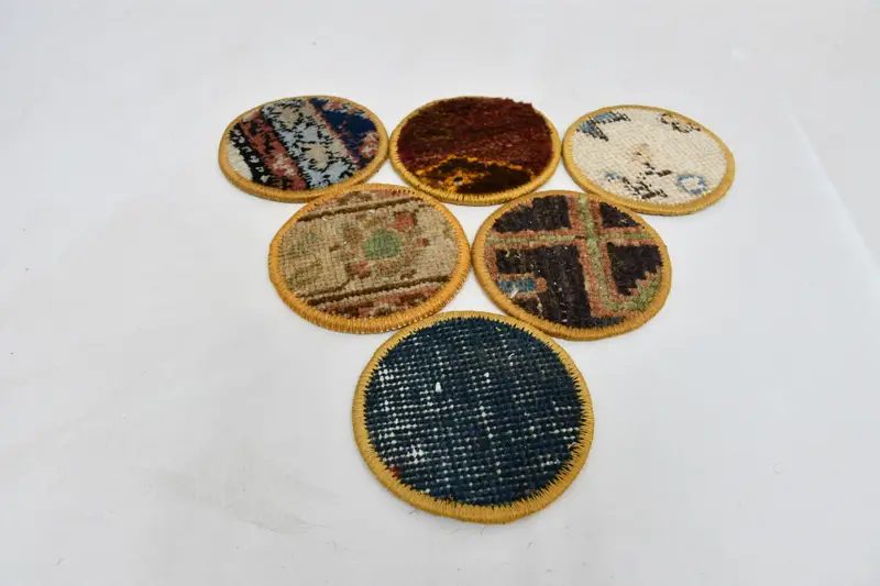 Juego de posavasos redondos bohemios, posavasos marrón y bronce