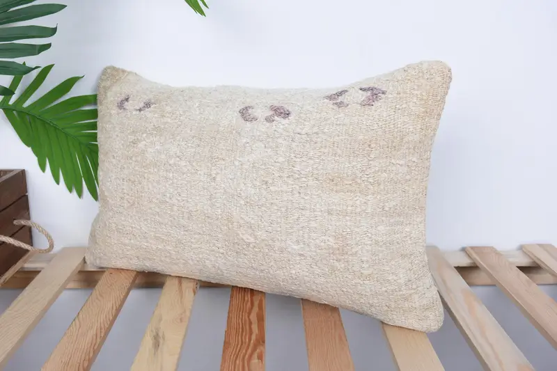 Pillow, Interior Designer Pillow, Gift Pillow, 12x20 Beige Pillow Sham, Kilim Cushion Sham, Authentic Pillow Cover, Wool Kilim Pillow Pillow - 5
