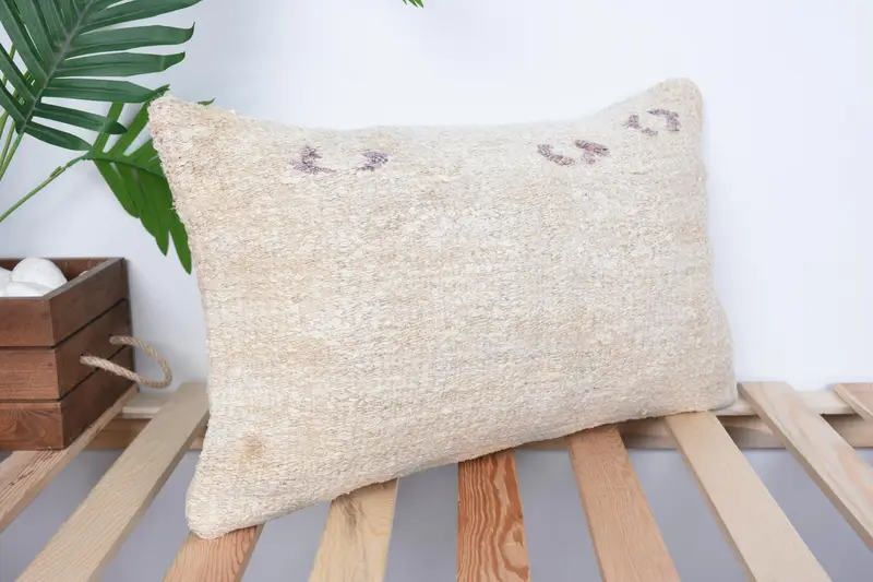 Pillow, Interior Designer Pillow, Gift Pillow, 12x20 Beige Pillow Sham, Kilim Cushion Sham, Authentic Pillow Cover, Wool Kilim Pillow Pillow - 4