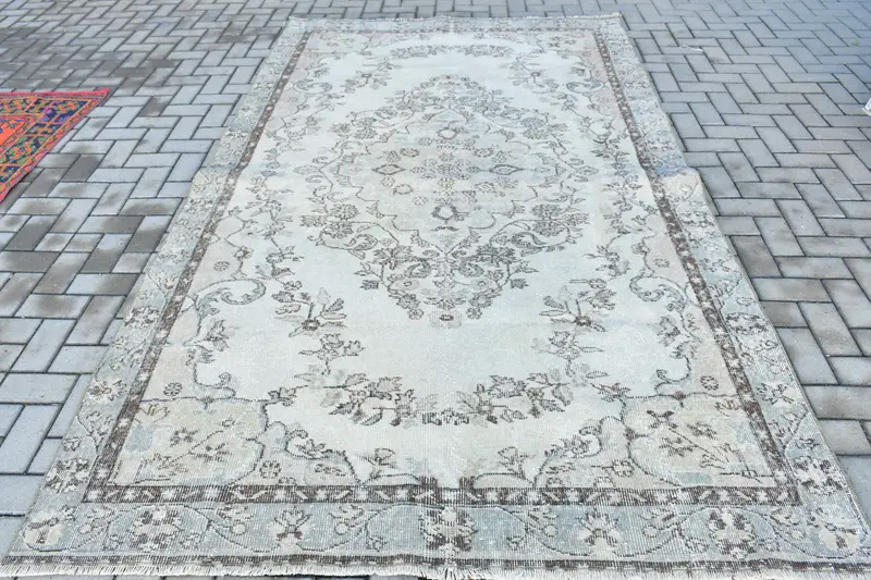 Vintage Halı, Büyük 5.8x9.8 ft Halı, Oushak Gri Oryantal Halı - 1