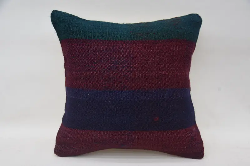 Pillow Case, Handmade Kilim Cushion, Ethnical Kilim Rug Pillow, 12x12 Blue Cushion Case, Kilim Pillow, Lounge Throw Cushion - 1