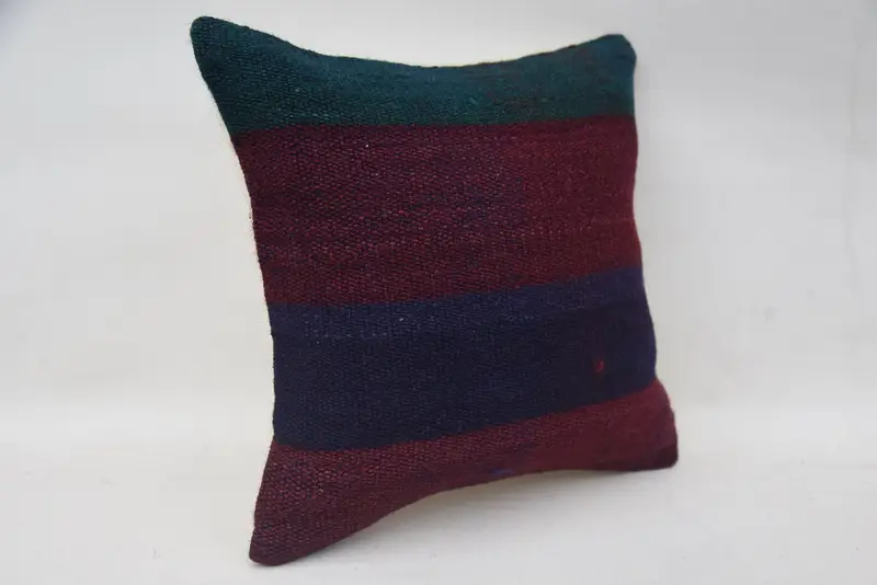 Pillow Case, Handmade Kilim Cushion, Ethnical Kilim Rug Pillow, 12x12 Blue Cushion Case, Kilim Pillow, Lounge Throw Cushion - 2