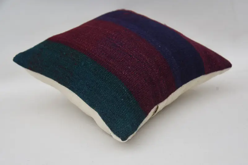 Pillow Case, Handmade Kilim Cushion, Ethnical Kilim Rug Pillow, 12x12 Blue Cushion Case, Kilim Pillow, Lounge Throw Cushion - 6