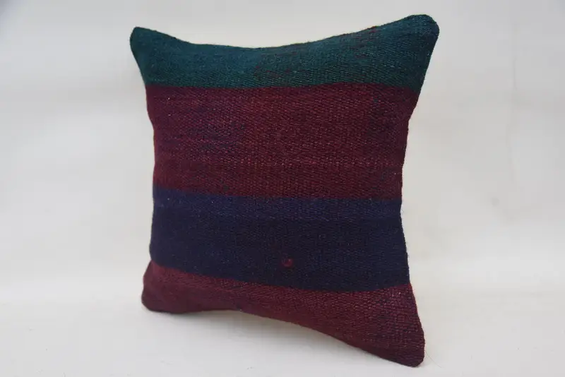 Pillow Case, Handmade Kilim Cushion, Ethnical Kilim Rug Pillow, 12x12 Blue Cushion Case, Kilim Pillow, Lounge Throw Cushion - 3
