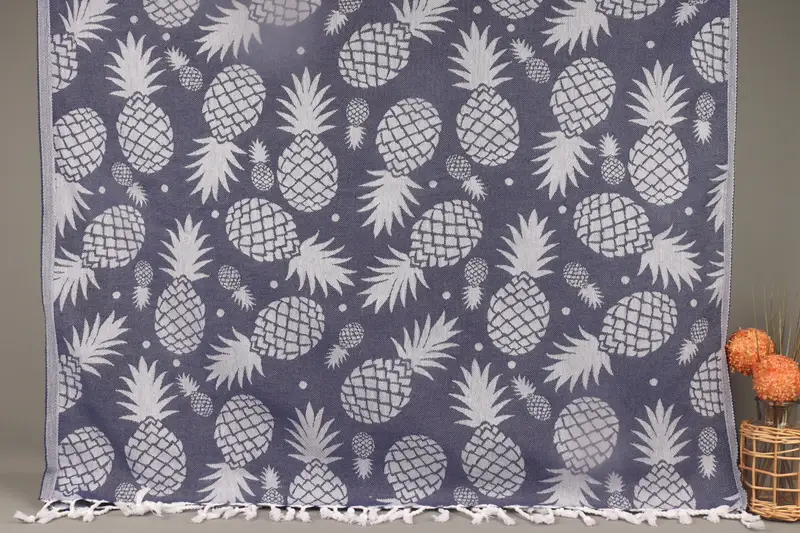 Personalized Bridesmaid Gift Towel Navy Pineapple Patterned, 40x71 Inches