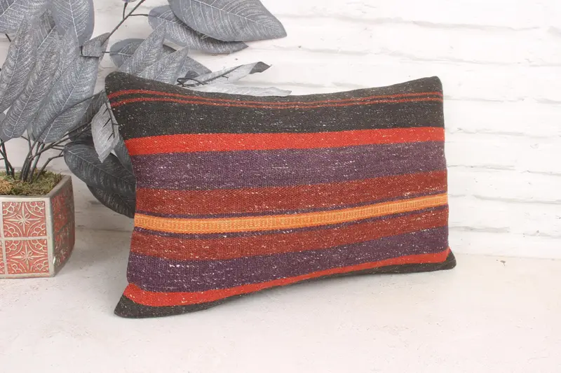 Gift Pillow, Pillow Cover, 12x20 Purple Cushion Cover, Vintage Pillow, Decorative Pillow Case, Bohemian Cushion Cushion, Ethnical Kilim Rug Pillow - 3