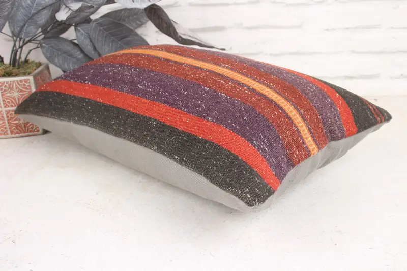 Gift Pillow, Pillow Cover, 12x20 Purple Cushion Cover, Vintage Pillow, Decorative Pillow Case, Bohemian Cushion Cushion, Ethnical Kilim Rug Pillow - 6