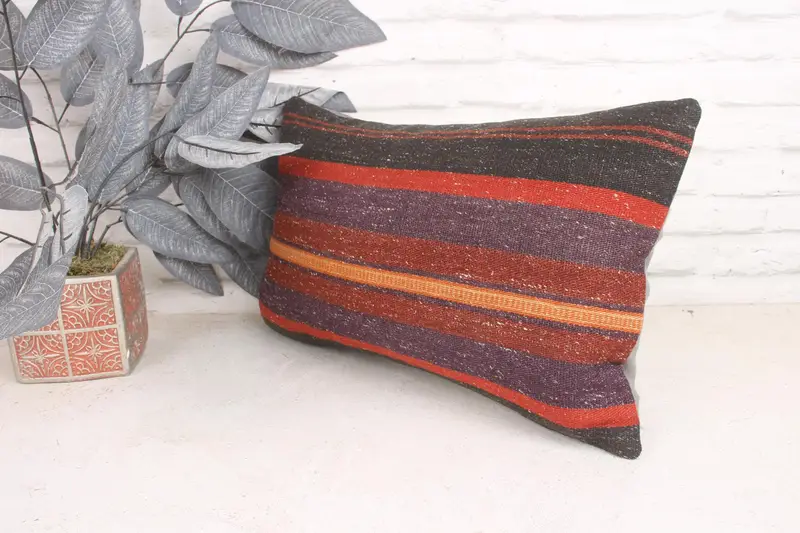 Gift Pillow, Pillow Cover, 12x20 Purple Cushion Cover, Vintage Pillow, Decorative Pillow Case, Bohemian Cushion Cushion, Ethnical Kilim Rug Pillow - 4