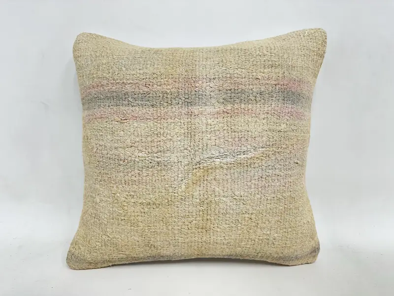 16x16 Beige Pillow Cover, Interior Designer Pillow, Natural Cushion Cover, Pillow for Couch, Boho Pillow Sham Cover, Pillow - 1