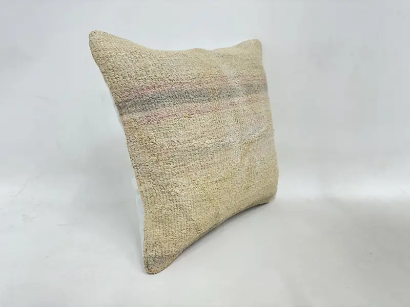 16x16 Beige Pillow Cover, Interior Designer Pillow, Natural Cushion Cover, Pillow for Couch, Boho Pillow Sham Cover, Pillow - 3